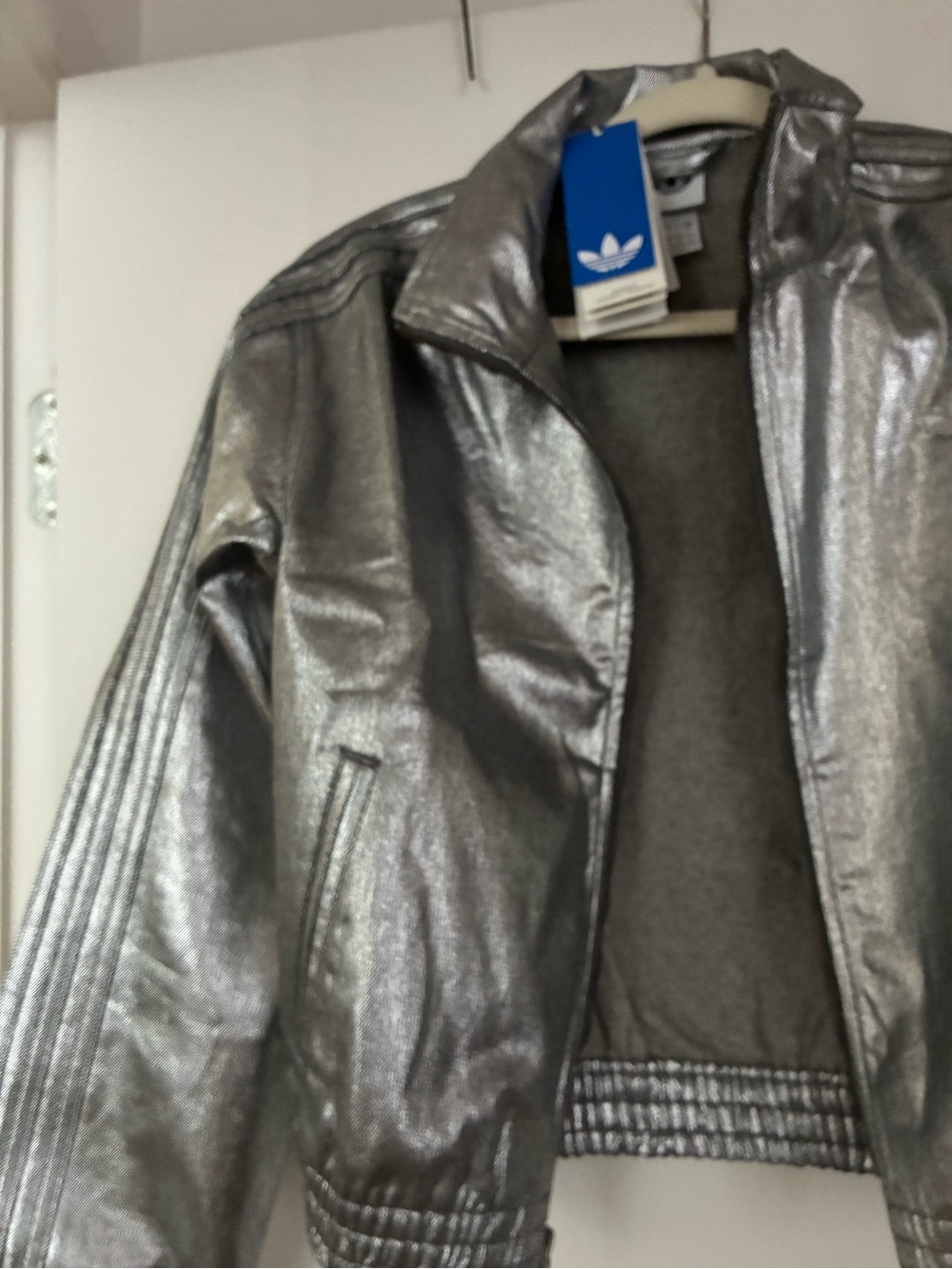 adidas Silver Metallic Track Jacket and Pants Set - Picture 4 of 7